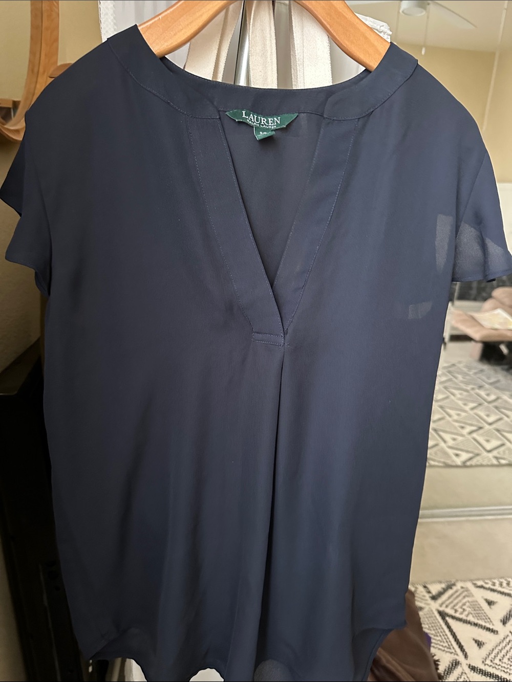 Ralph Lauren Black V-Neck Short Sleeve Blouse